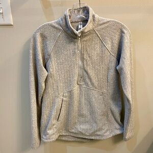 Kyodan 1/4 Zip Double Brushed Long Sleeve Jacquard Sweater P/S Grey/Ivory